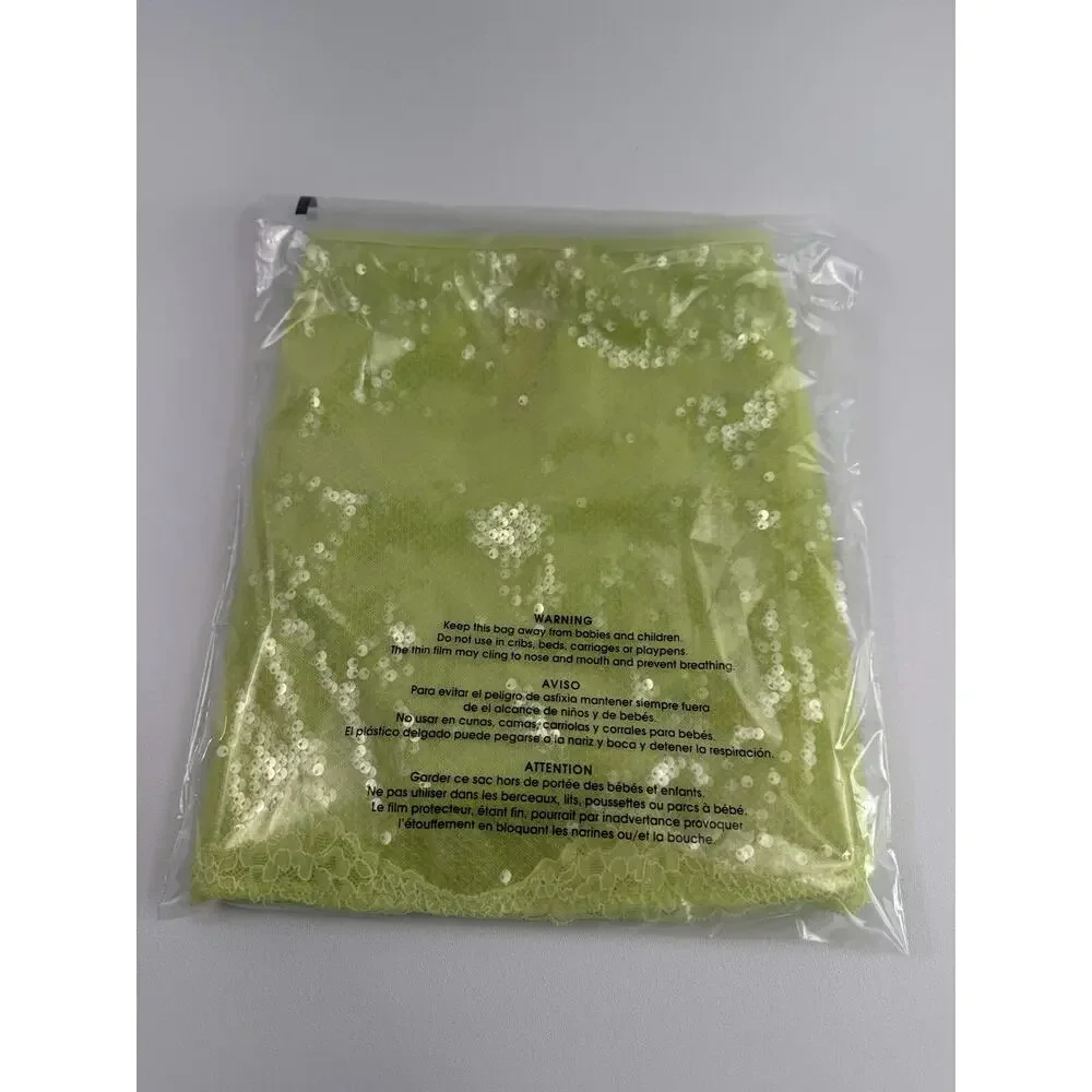 Victoria's Secret Sequin Neon Yellow Mini Skirt w/Built-in Panties  Size L - Picture 8 of 8